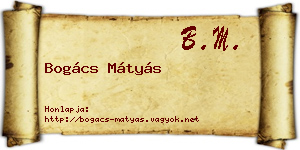 Bogács Mátyás névjegykártya